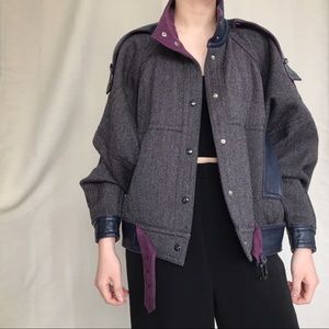 Vintage wool jacket with leather detail size S